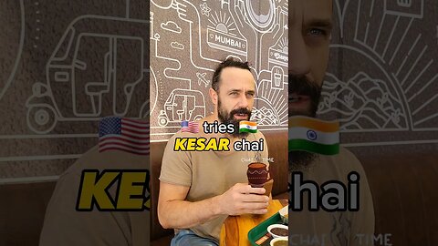 🇺🇸 tries KASER Chai☕️😱! #india #tea #indianfood #reactionboi #mumbai #chai #fyp #foodie