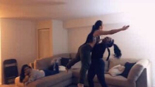 Girls recreate dance move from "Dirty Dancing"