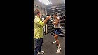 Anthony Joshua Smashing Pads With Trainer Ben Davison