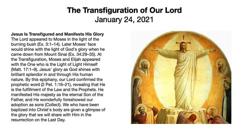 Divine Service: The Transfiguration of Our Lord - January 24, 2021