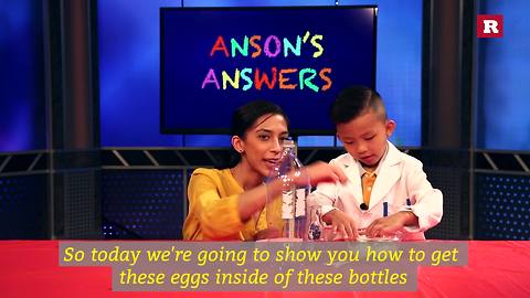 Anson Wong, boy genius, demonstrates egg in a bottle experiment | Anson's Answers