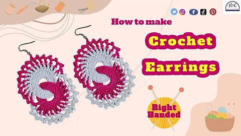 How to make crochet earrings ( Right - Handed ) - With the pattern