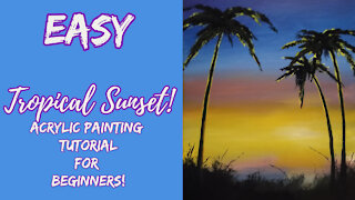 EASY Tutorial, Painting a Tropical Sunset!