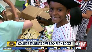College students donate thousands of books to grateful kids