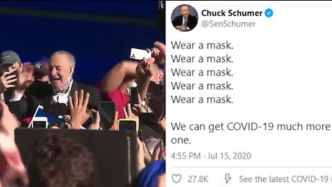 Hypocritical Chuck Schumer Takes Off Mask And Becomes The "Super Spreader"