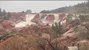 The waterfalls at Gunlock State Park are FLOWING this morning.