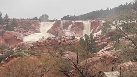 The waterfalls at Gunlock State Park are FLOWING this morning.