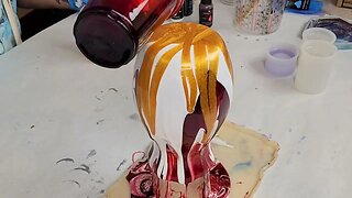 Easy DIY Resin Vase with Tray - GORGEOUS Gold and Red Color