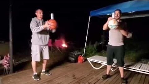 Basketball Beer Challenge ends painfully!