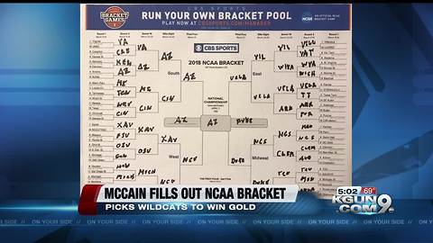 John McCain's bracket for NCAA Men's Basketball March Madness has UA winning it all