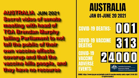 2021 JUN 26 Gov Mtg TGA Brendan Murphy telling Parliament coverup Vax Injures Kills and NO RECOURSE