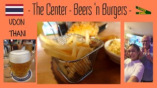 ที่ศูนย์ (The Center) Beers 'n Burgers - Udon Thani Thailand - Pork Burger, Chips, Slaw N Draft Beer