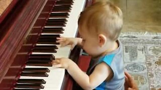 Bebé de um ano mostra o seu talento ao piano