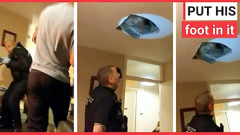 Wanted man falls through the ceiling after avoiding police