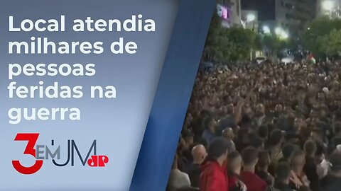 Centenas de pessoas protestam na Cisjordânia após hospital em Gaza ser atingido