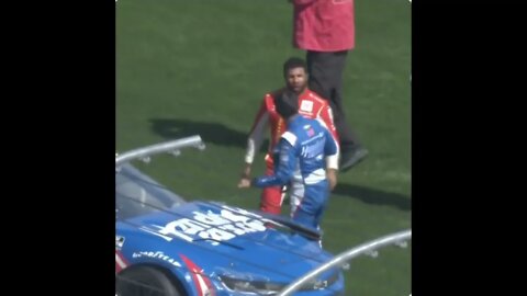 Professional Victim and Race Baiter Bubba Wallace attacks helpless bystander and race official #maga