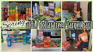 *TWICE A MONTH* SPRING ALDI GROCERY HAUL 2022 | DOLLAR TREE HAUL 2022 | TARGET HAUL 2022 |ez tingz