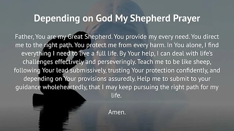 Depending on God My Shepherd Prayer (Prayer for Perseverance)