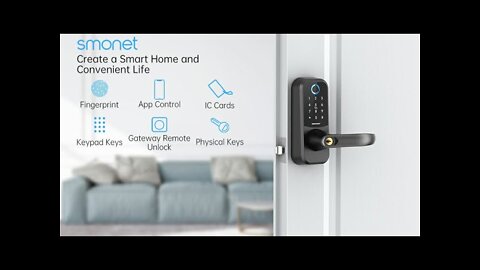 Smart Lock,SMONET Fingerprint Door Lock with Level Handle