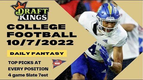 Dreams Top Picks for CFB DFS Today Main Slate 10/7/2022 Daily Fantasy Sports Strategy DraftKings