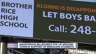 Anonymous billboards pop up around town in support of brawling students