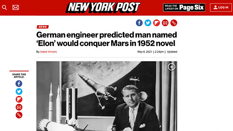 Aliens | Why Is An Alien Narrative Now Being Pushed By the Mainstream Media? Why Did A German Engineer Predict a Man Named ‘Elon’ Would Conquer Mars In 1952 a Novel? What Is Operation BlueBeam? What Is VOICE OF GOD Technology?