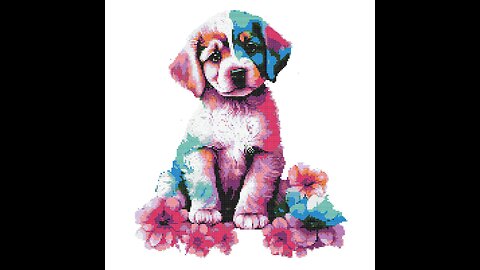 FLORAL PUPPY Cross Stitch Pattern by Welovit | welovit.net | #welovit