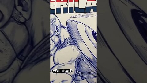 Captain America ballpoint pen drawing. For sale, DM me! #captainamerica #drawing #art #vinnieart