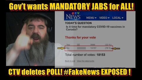 Gov’t wants MANDATORY JABS for ALL! CTV deletes POLL! #FakeNews EXPOSED!