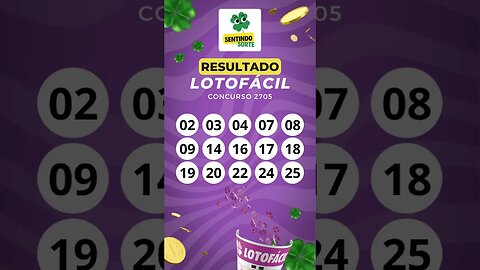 🍀 Resultado LOTOFACIL 2705 | Sentindo Sorte #shorts