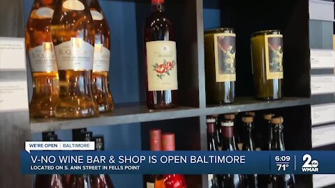 V-No Wine Bar and Shop in Fells Point is open