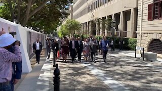 SOUTH AFRICA - Cape Town - Finance Minister Tito Mboweni arrives at parliament for budget speech(Video) (GUu)