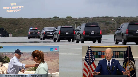 Biden calls climate change "the single greatest threat to humanity... national emergency" and forces Americans to buy electric cars but departs LAX in a 30-vehicle motorcade, not a single electric car.