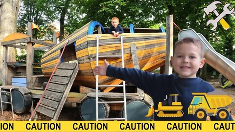 COMPILATION PLAY - Playground CAUTION Construction TRUCKS VEHICLES Site Kids Playground