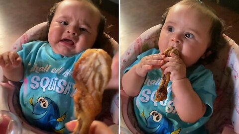 When Baby love chicken her reactions