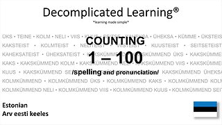 COUNTING IN ESTONIAN NUMBERS 1 - 100 with spelling