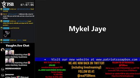 2024-01-16 07:00 EST - Patriots Soapbox AM: with MykelJaye, SkyeBreeze