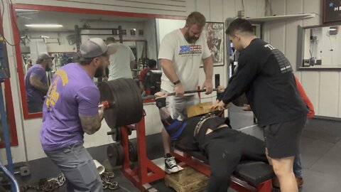 765lb Bench Press - 3 Board training