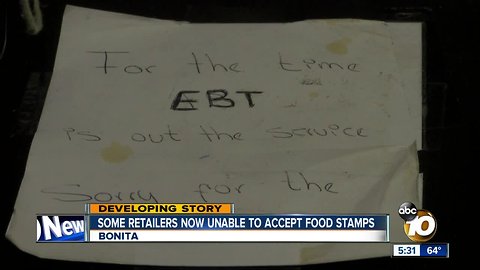 Some retailers now unable to accept food stamps