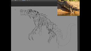 watching some fishtank and drawing a zombie alligator :) come chill