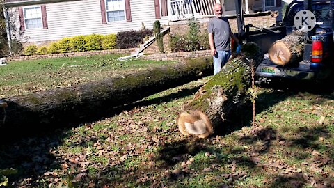 Ezy-lift loading a couple red oak logs