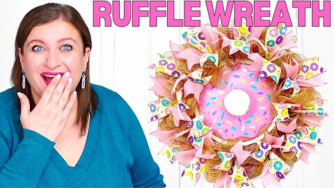 How to make a RUFFLE Deco Mesh WREATH | Donut Party Theme DIY Tutorial