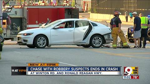 Car fleeing police goes wrong way on Ronald Reagan Highway, crashes at Winton Road