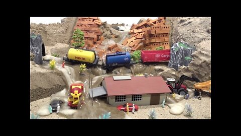Mini Brick Dam Failure Near Train Station - Diorama Dam Breach
