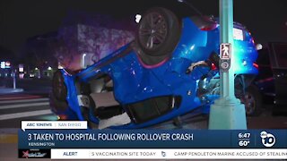 3 hospitalized after rollover crash in Kensington area