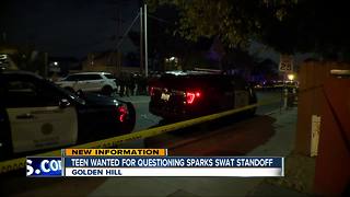 Teen involved in SWAT standoff in Golden Hill