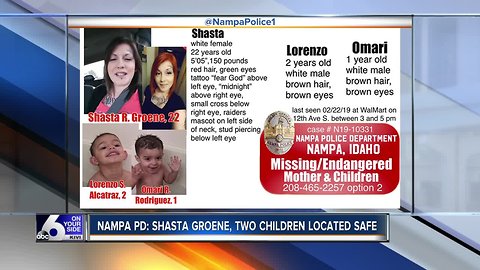 Nampa Police: Shasta Groene and children found safe