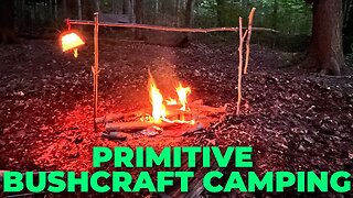 Primitive Bushcraft Camping | Lots of Campfire Cooking