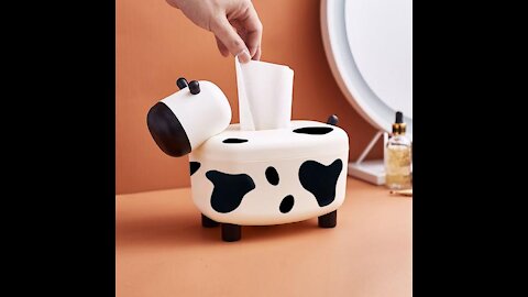 Cute Mini Cow Tissue Storage Toothpick Box 😍 Cool Gadgets