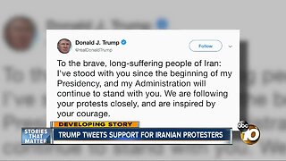 Trump tweets support for Iranian protesters